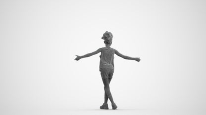 realistic 3D people girl sport kids, render-ready for V-Ray and Corona, FBX OBJ, wireframe front view