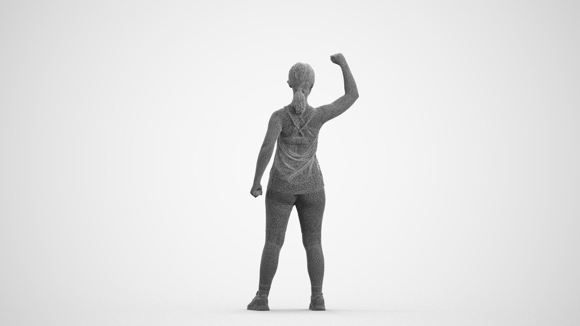 3D scanned girl sport, photorealistic archviz people for Enscape and SketchUp, wireframe front view