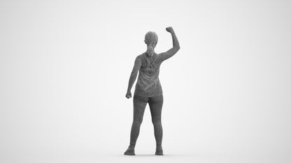 3D scanned girl sport, photorealistic archviz people for Enscape and SketchUp, wireframe front view