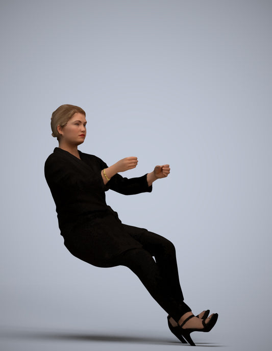scanned 3D woman business driving, photogrammetry people for Enscape and V-Ray