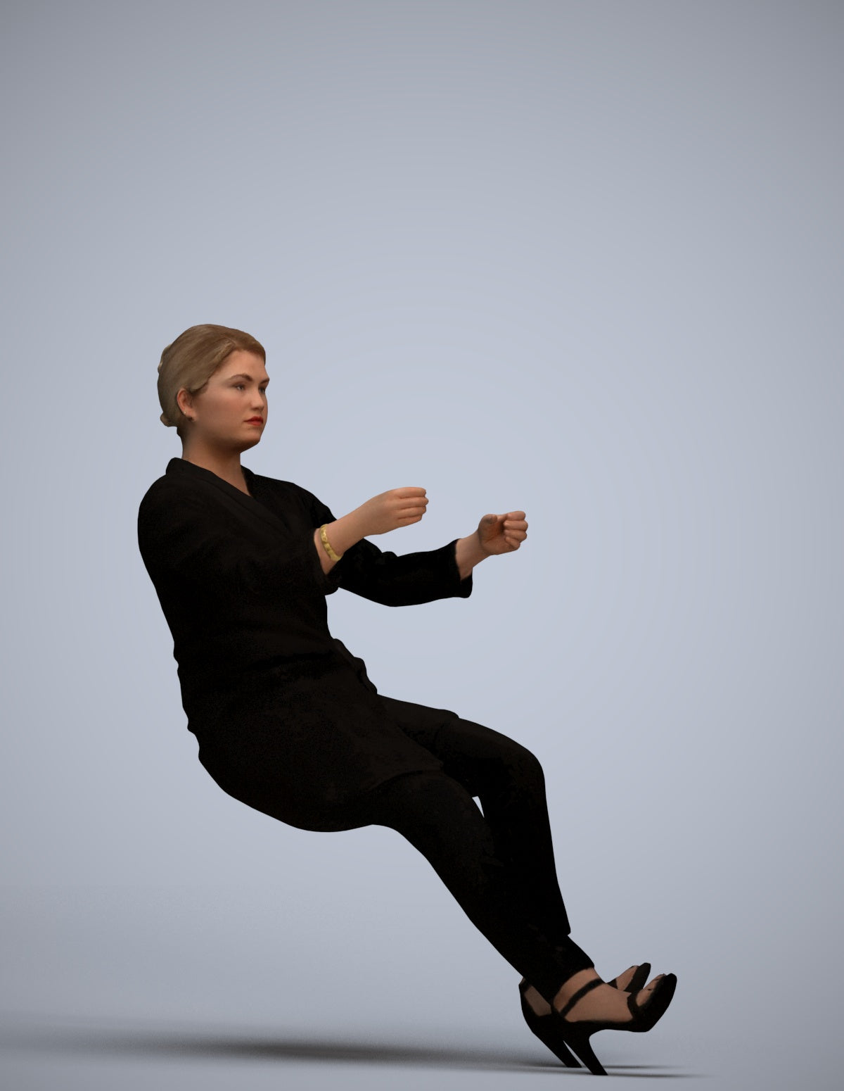 scanned 3D woman business driving, photogrammetry people for Enscape and V-Ray