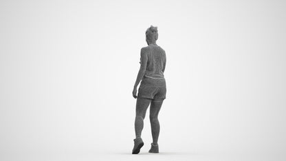 scanned 3D woman sport, photogrammetry people for Enscape and V-Ray, wireframe front view