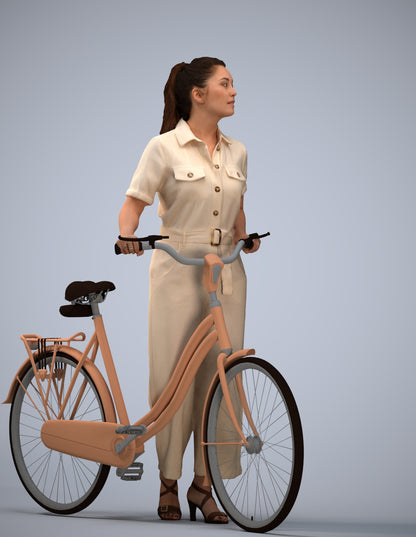 realistic 3D woman formal cycling, scanned archviz people for Blender and 3ds Max