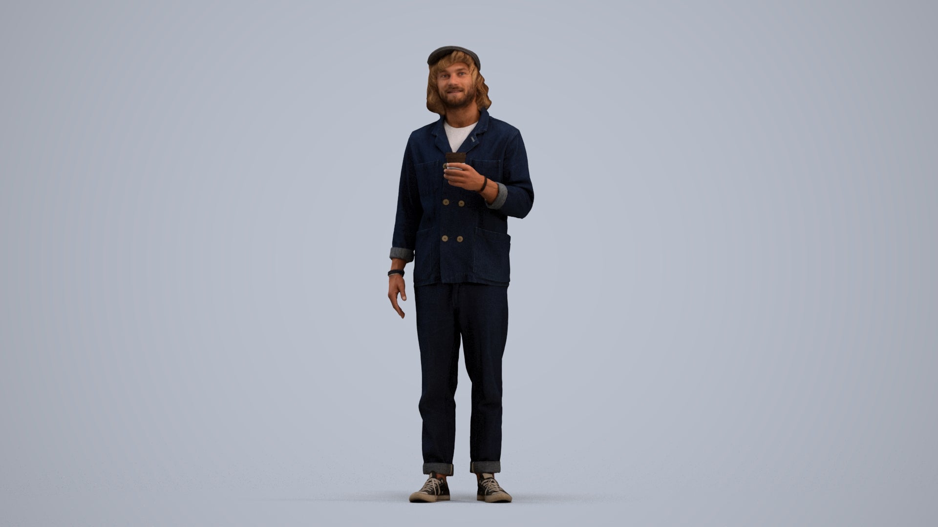 realistic 3D people man casual standing, render-ready for V-Ray and Corona, FBX OBJ, standing pose render