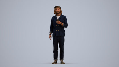 realistic 3D people man casual standing, render-ready for V-Ray and Corona, FBX OBJ, standing pose render