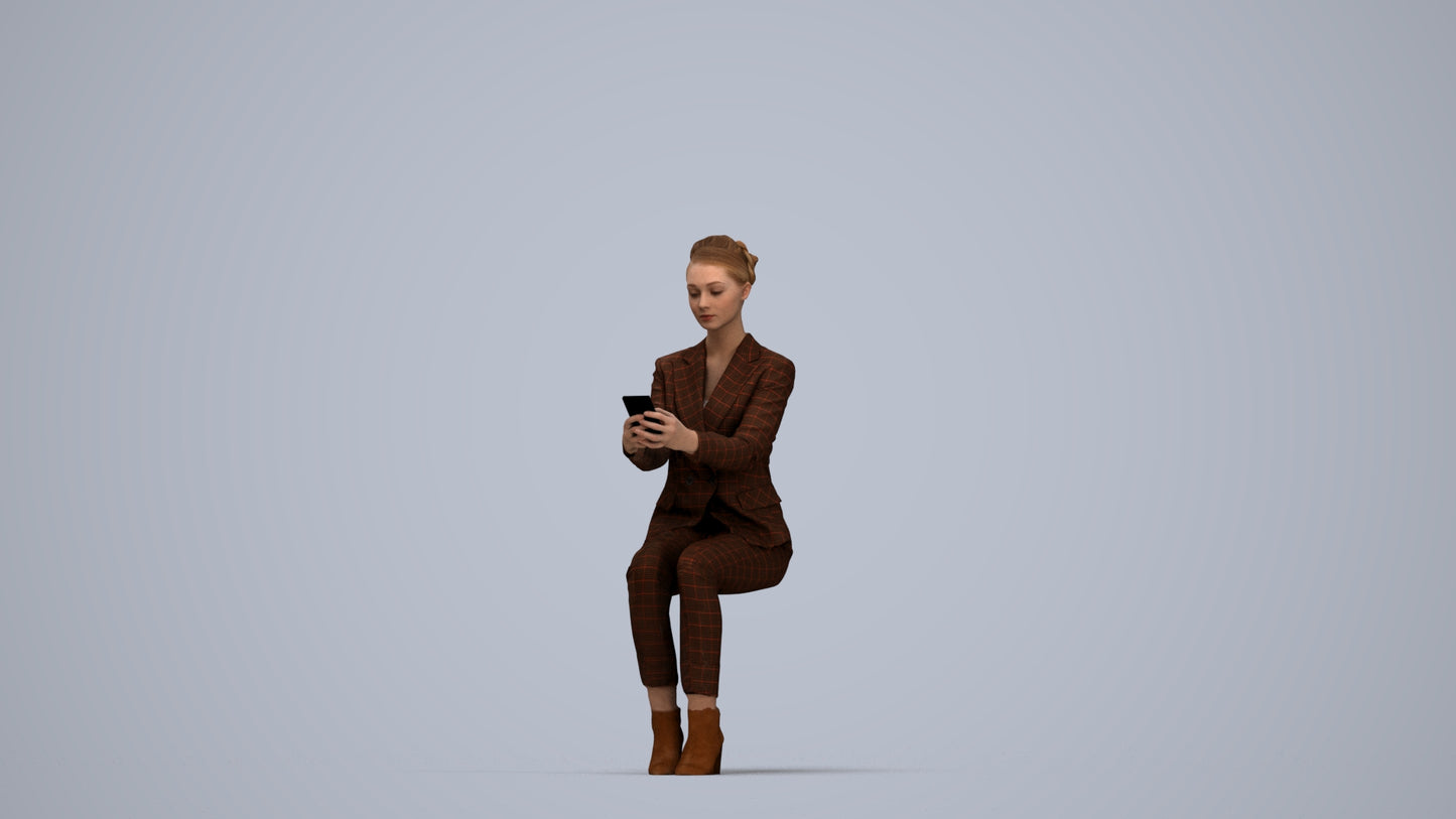 3D scanned woman business, photorealistic archviz people for Enscape and SketchUp, top-down view render