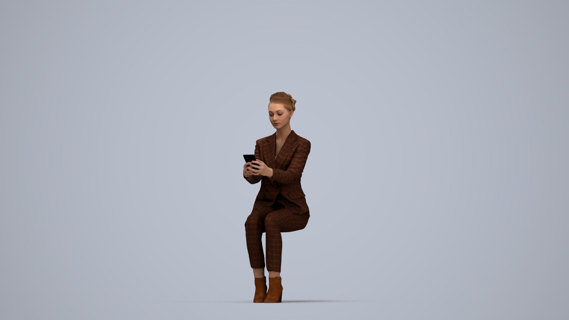 3D scanned woman business, photorealistic archviz people for Enscape and SketchUp, top-down view render
