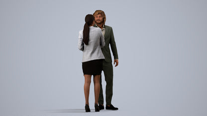 3D human model woman business, photogrammetry scanned person for archviz, side view render