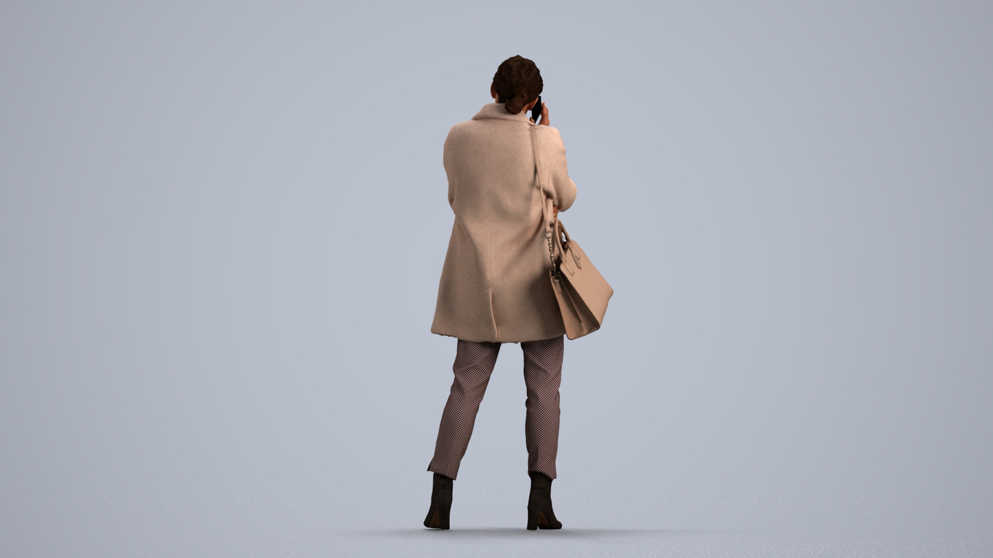 photogrammetry 3D woman business standing, realistic human model archviz FBX, front view render