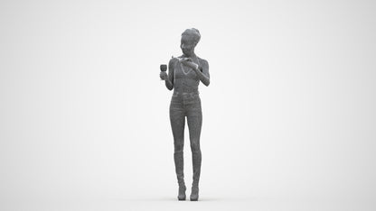 realistic 3D woman casual standing, scanned archviz people for Blender and 3ds Max, three-quarter front view render