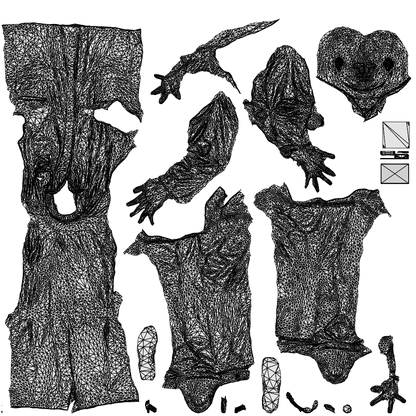 3D scanned man medical, photorealistic archviz people for Enscape and SketchUp, wireframe top-down view