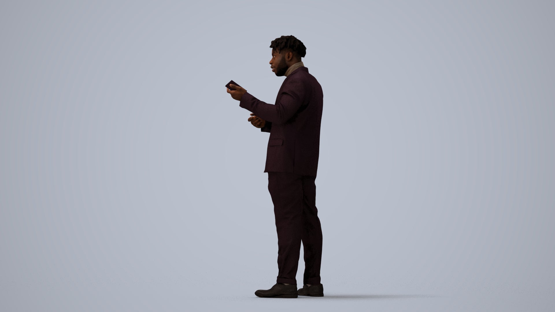 scanned 3D man business, photogrammetry people for Enscape and V-Ray, three-quarter view render
