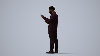 scanned 3D man business, photogrammetry people for Enscape and V-Ray, three-quarter view render
