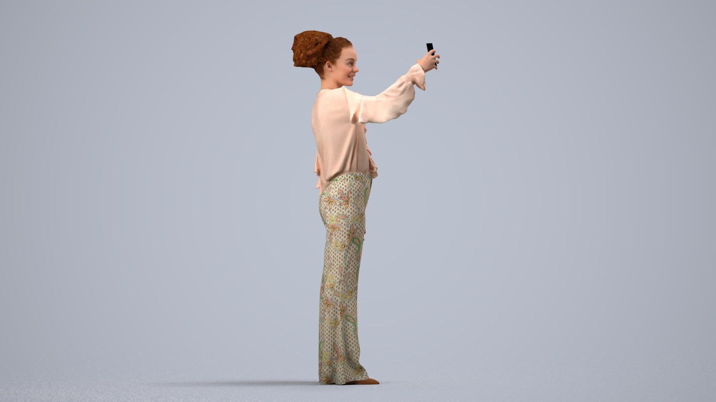 photogrammetry 3D woman casual standing, realistic human model archviz FBX, side view render