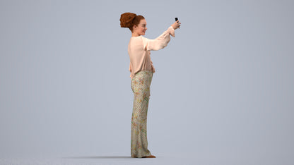 photogrammetry 3D woman casual standing, realistic human model archviz FBX, side view render