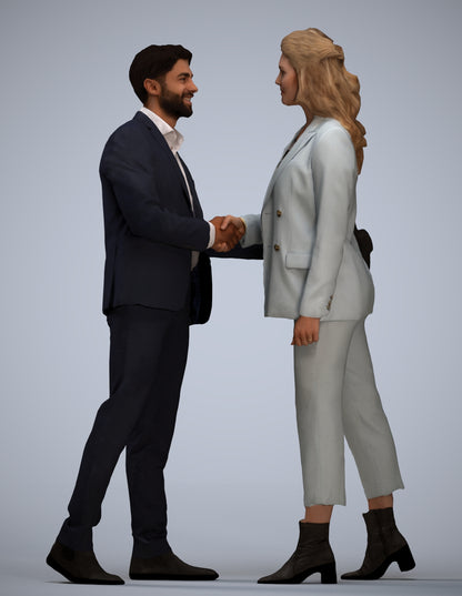 3D human model woman business, photogrammetry scanned person for archviz