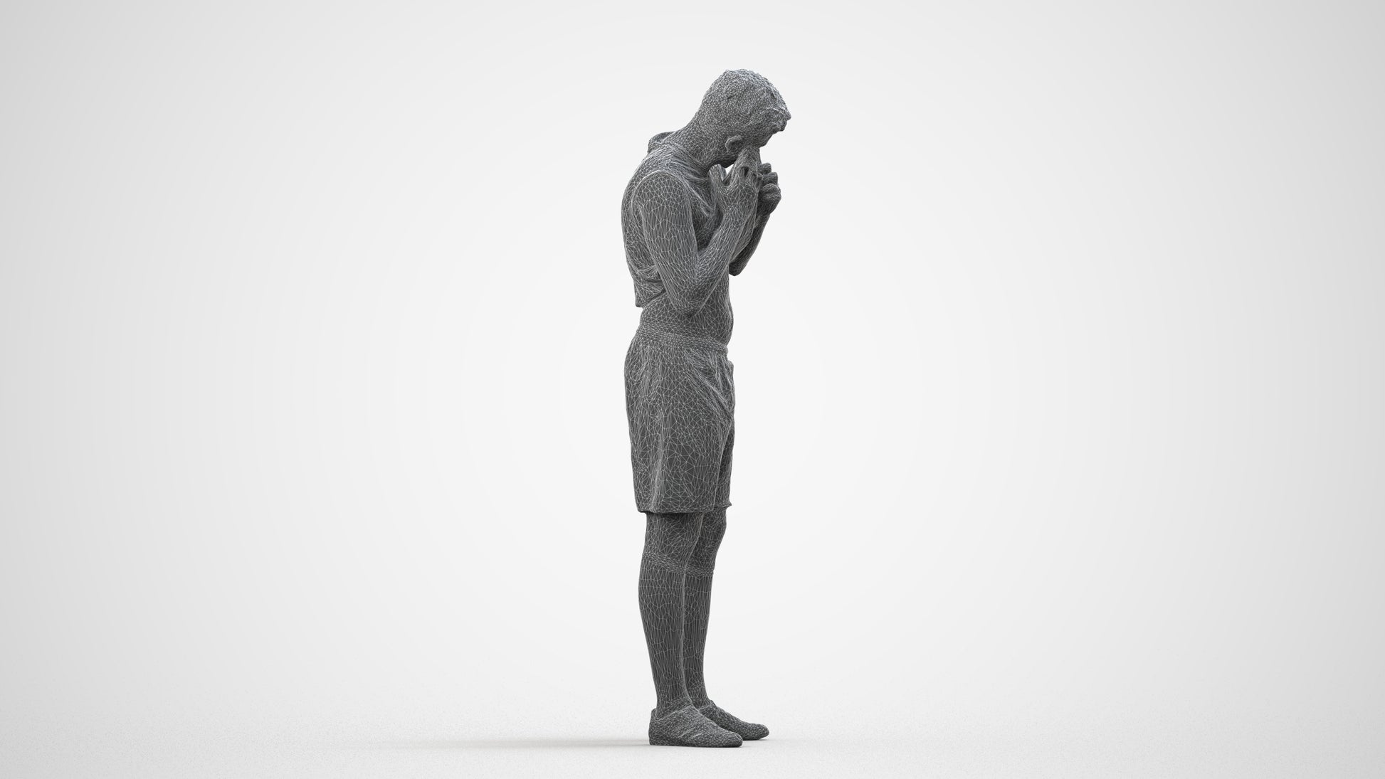 realistic 3D human man sport, archviz people FBX OBJ for Blender, wireframe side view