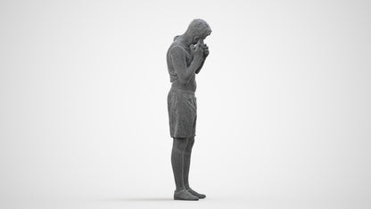 realistic 3D human man sport, archviz people FBX OBJ for Blender, wireframe side view