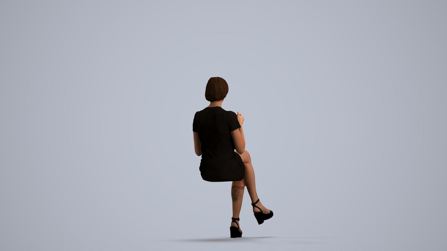 realistic 3D people woman business sitting, render-ready for V-Ray and Corona, FBX OBJ, front view render