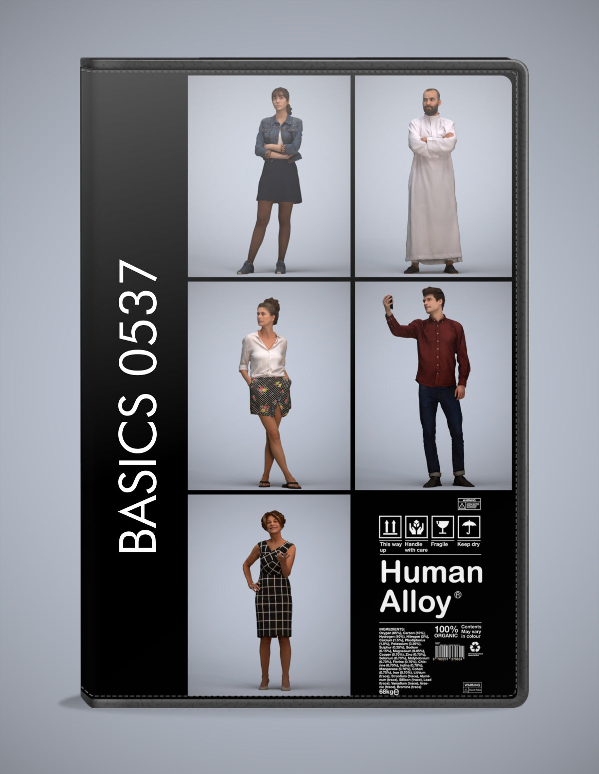 3D human models standing bundle, 5 photogrammetry scanned people for archviz
