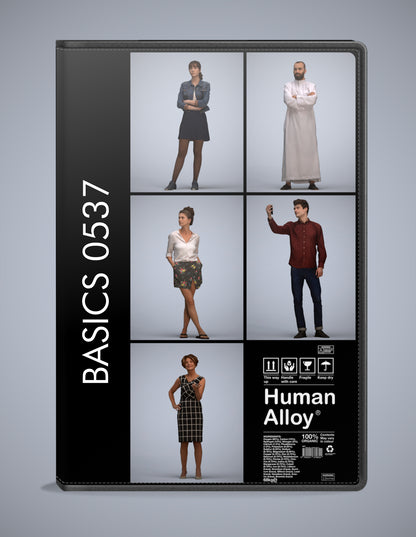 3D human models standing bundle, 5 photogrammetry scanned people for archviz