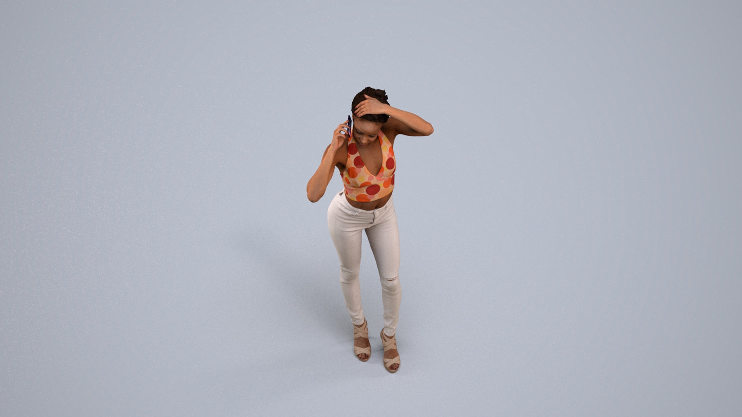 photogrammetry 3D woman casual standing, realistic human model archviz FBX, back view render