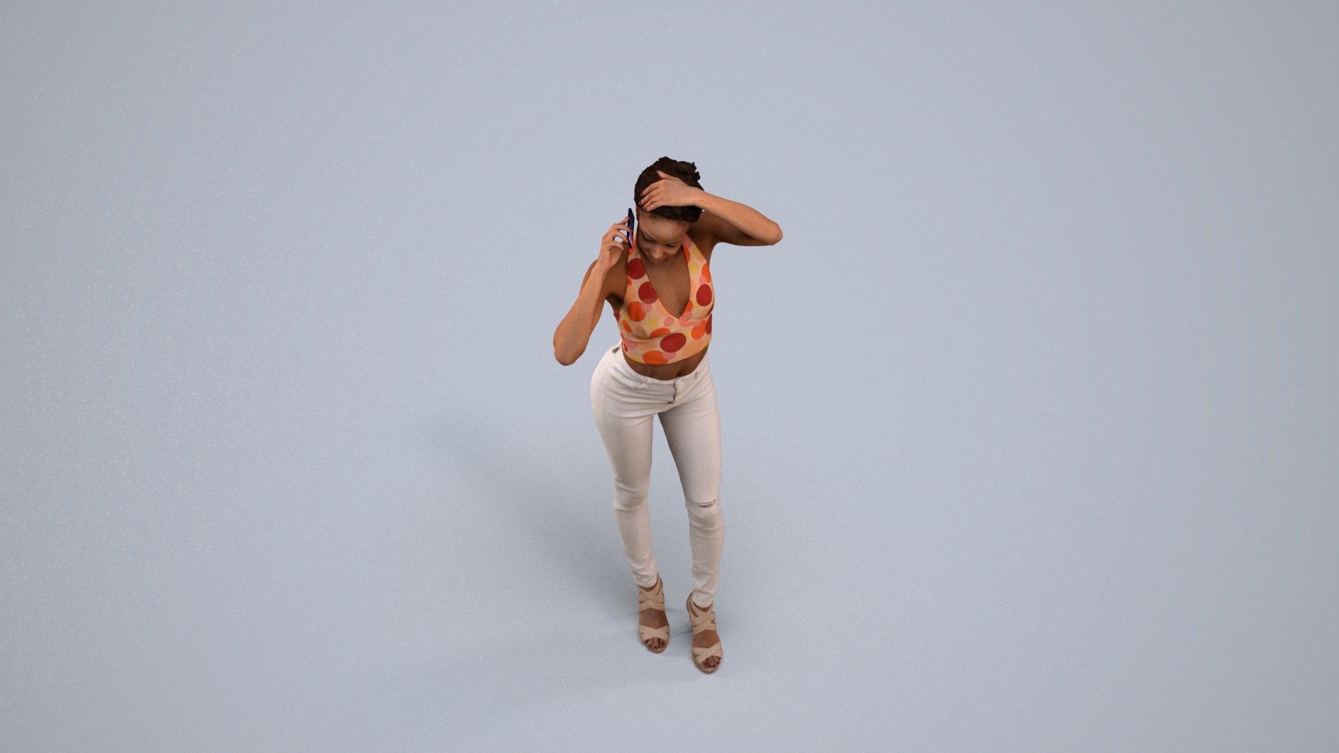 photogrammetry 3D woman casual standing, realistic human model archviz FBX, back view render