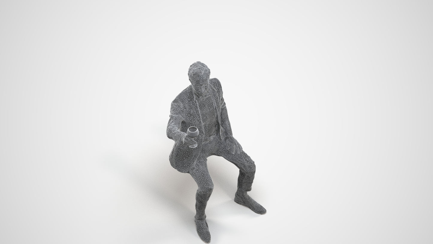 realistic 3D man formal formalaffairs, scanned archviz people for Blender and 3ds Max, wireframe three-quarter view