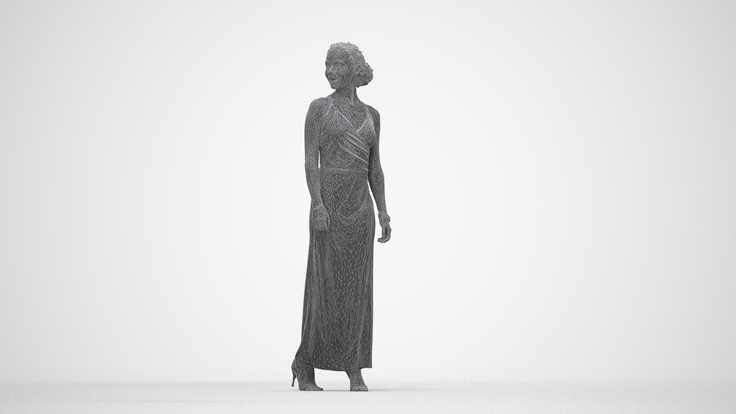 3D people model woman formal formalaffairs, scanned human for 3ds Max rendering, wireframe back view