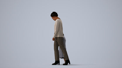 realistic 3D girl casual kids, scanned archviz people for Blender and 3ds Max, three-quarter view render
