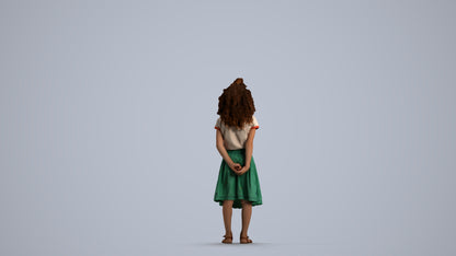 photogrammetry 3D girl casual kids, realistic human model archviz FBX, front view render