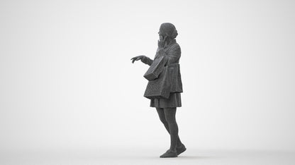 scanned 3D woman casual shopping, photogrammetry people for Enscape and V-Ray, square thumbnail