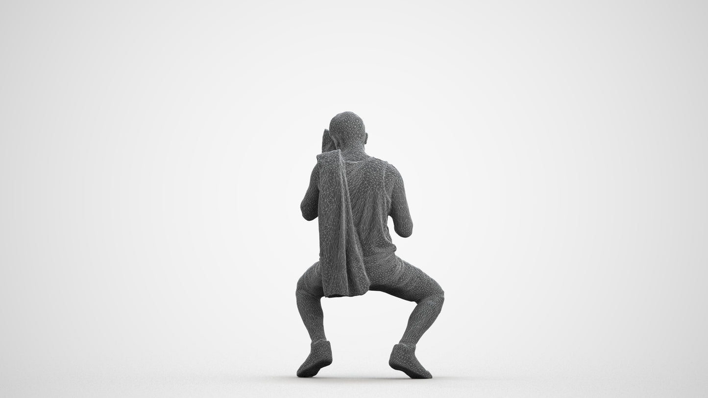 3D people model man sport, scanned human for 3ds Max rendering, wireframe front view