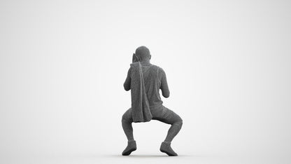 3D people model man sport, scanned human for 3ds Max rendering, wireframe front view