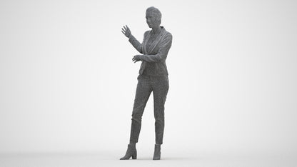 photogrammetry 3D woman business standing, realistic human model archviz FBX, three-quarter front view render