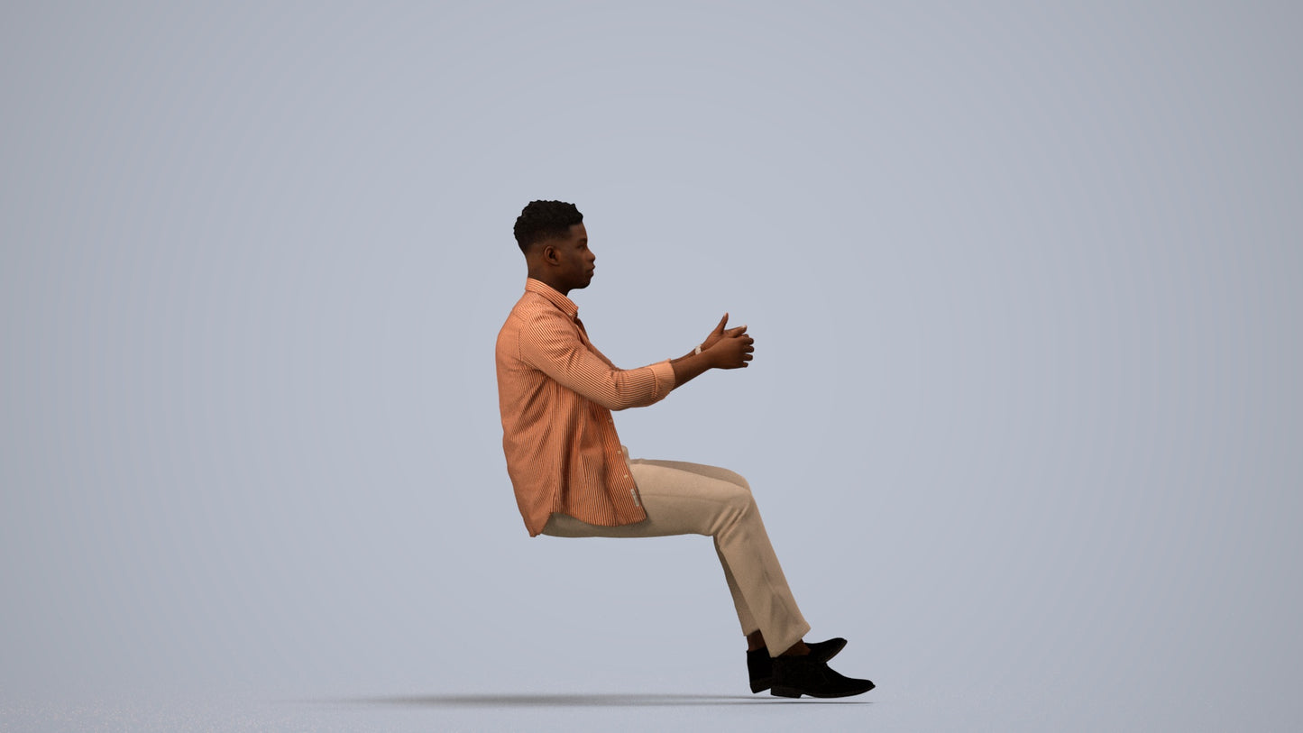 scanned 3D man casual driving, photogrammetry people for Enscape and V-Ray, side view render
