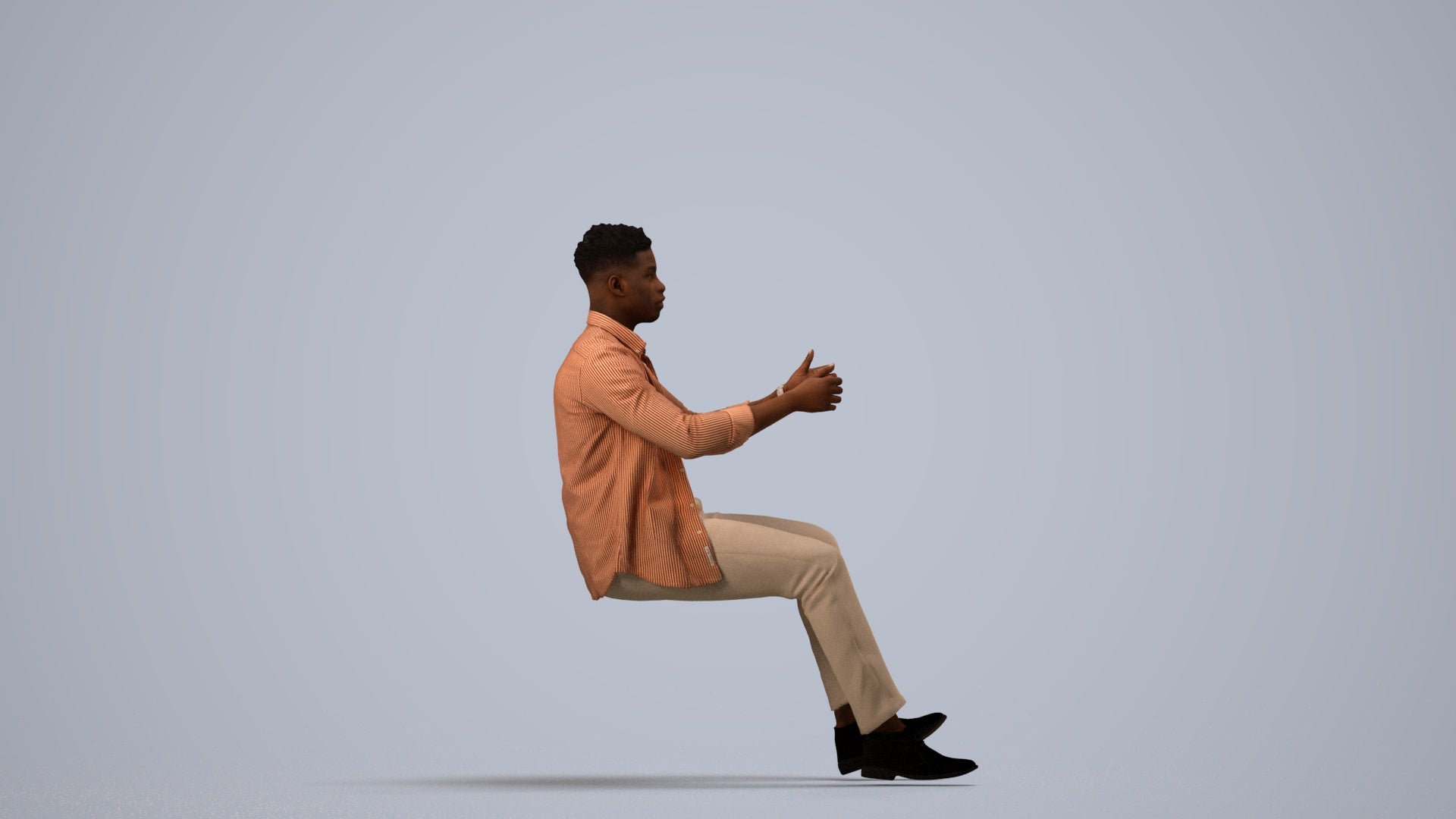 scanned 3D man casual driving, photogrammetry people for Enscape and V-Ray, side view render