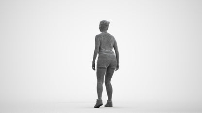 3D people model woman sport, scanned human for 3ds Max rendering, wireframe front view