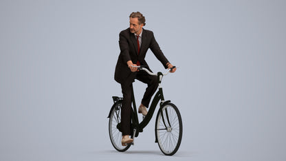 scanned 3D man business cycling, photogrammetry people for Enscape and V-Ray, standing pose render