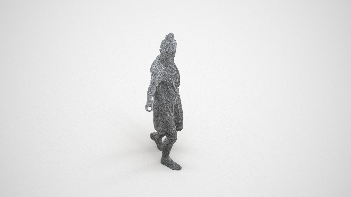 3D scanned girl sport, photorealistic archviz people for Enscape and SketchUp, wireframe three-quarter view