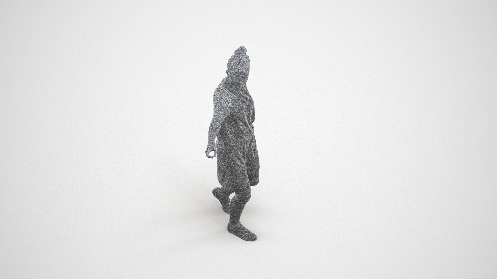 3D scanned girl sport, photorealistic archviz people for Enscape and SketchUp, wireframe three-quarter view
