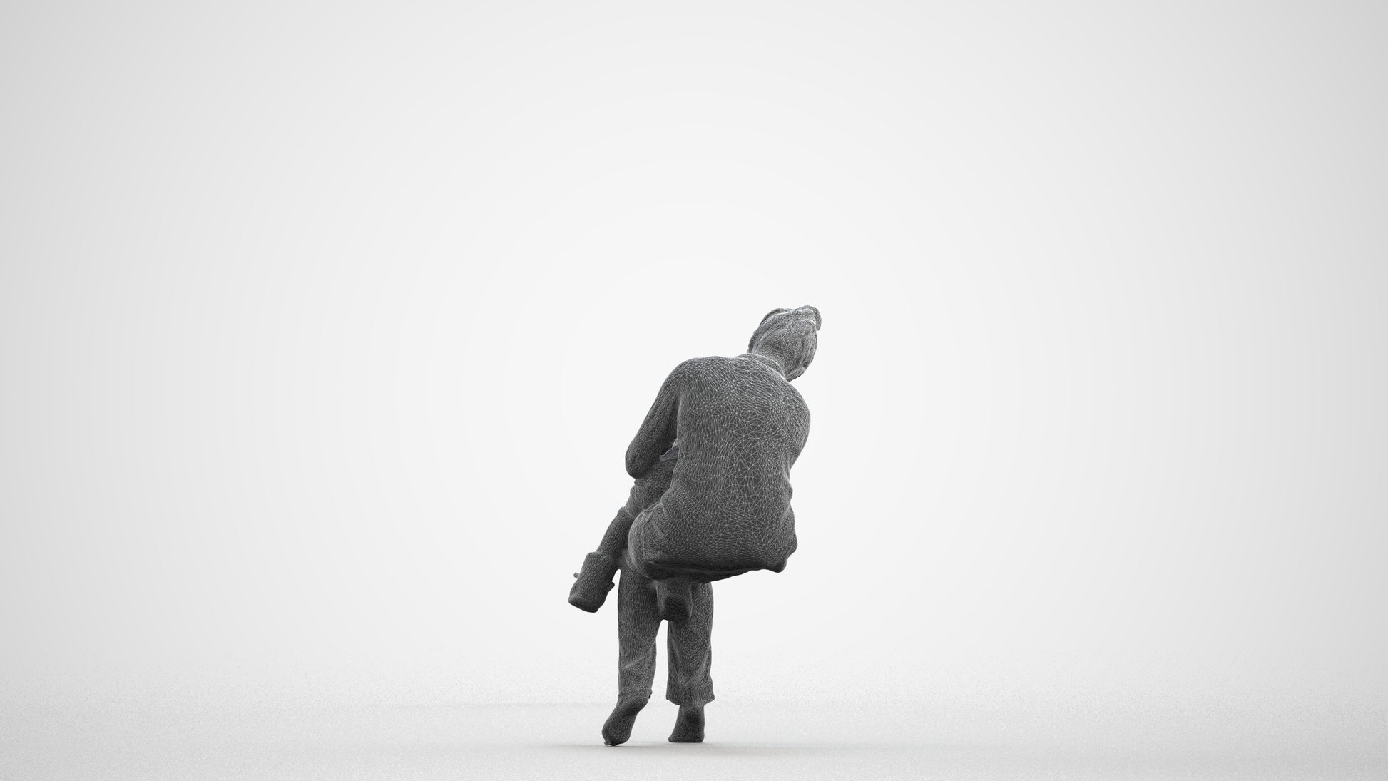 3D people model girl kids, scanned human for 3ds Max rendering, wireframe front view