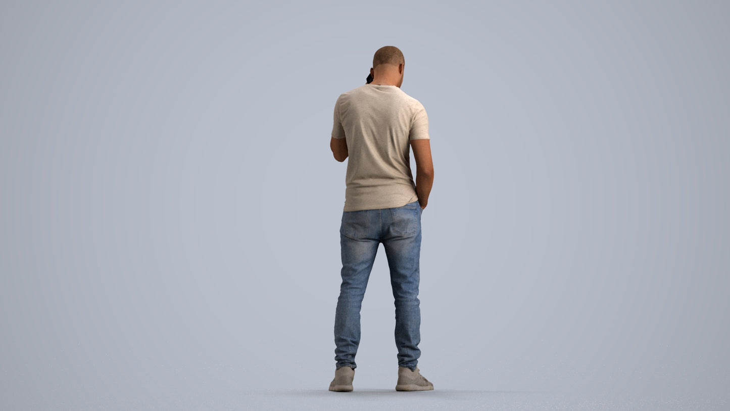 realistic 3D people man casual standing, render-ready for V-Ray and Corona, FBX OBJ, front view render