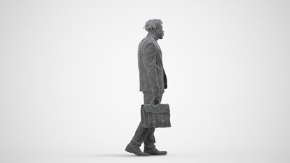photogrammetry 3D man business walking, realistic human model archviz FBX, wireframe side view