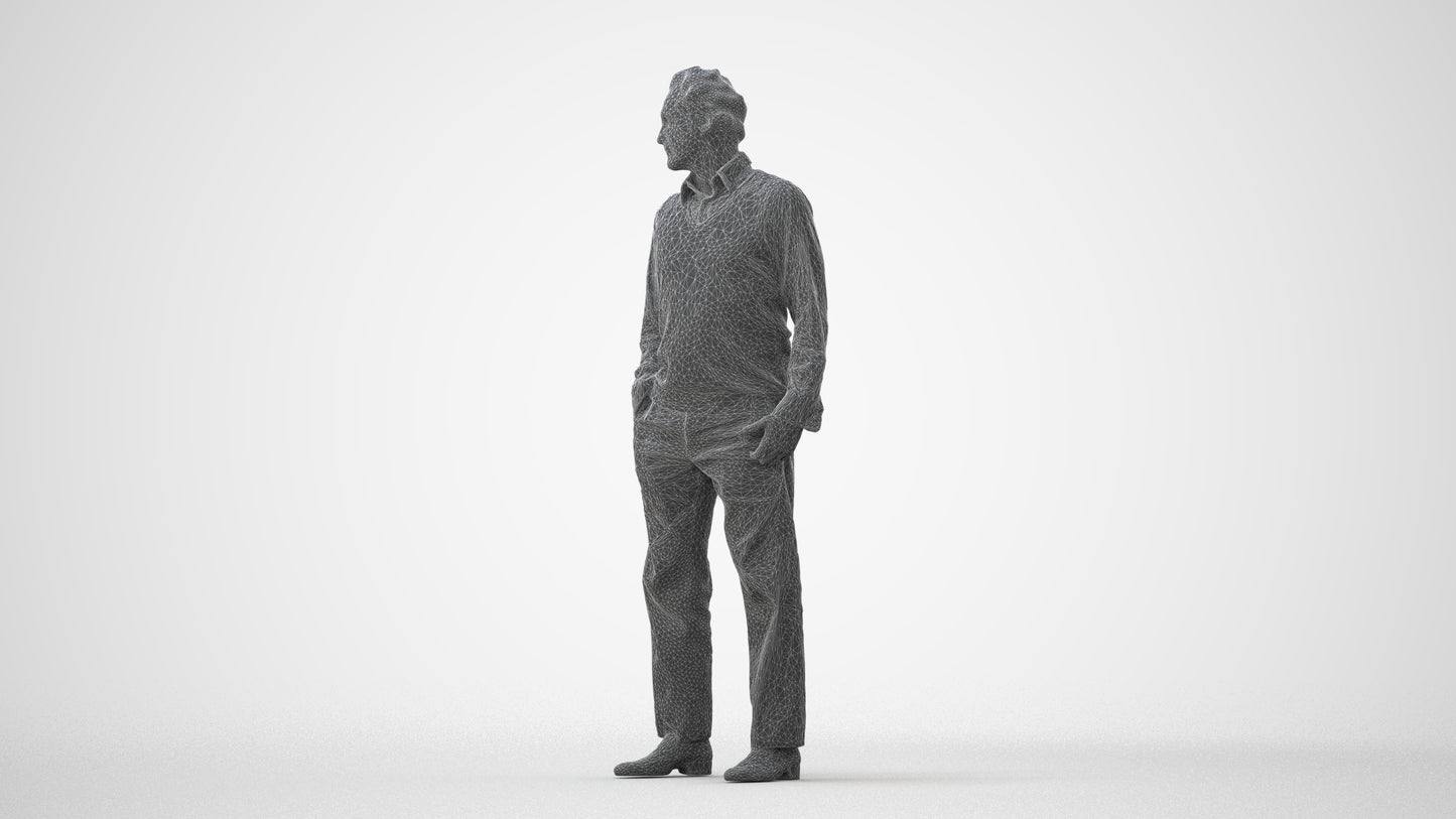 realistic 3D human man business standing, archviz people FBX OBJ for Blender, square thumbnail