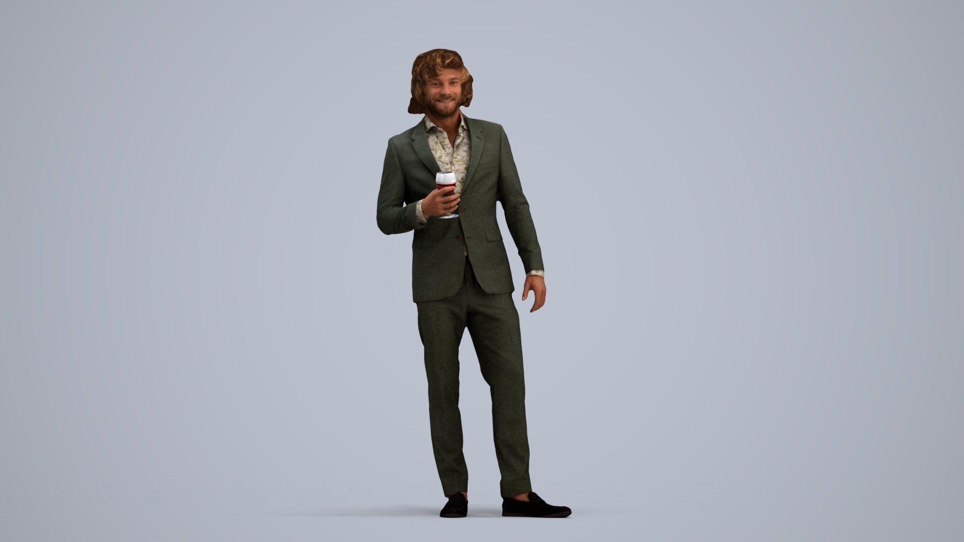 3D people model man business, scanned human for 3ds Max rendering, standing pose render