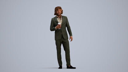 3D people model man business, scanned human for 3ds Max rendering, standing pose render