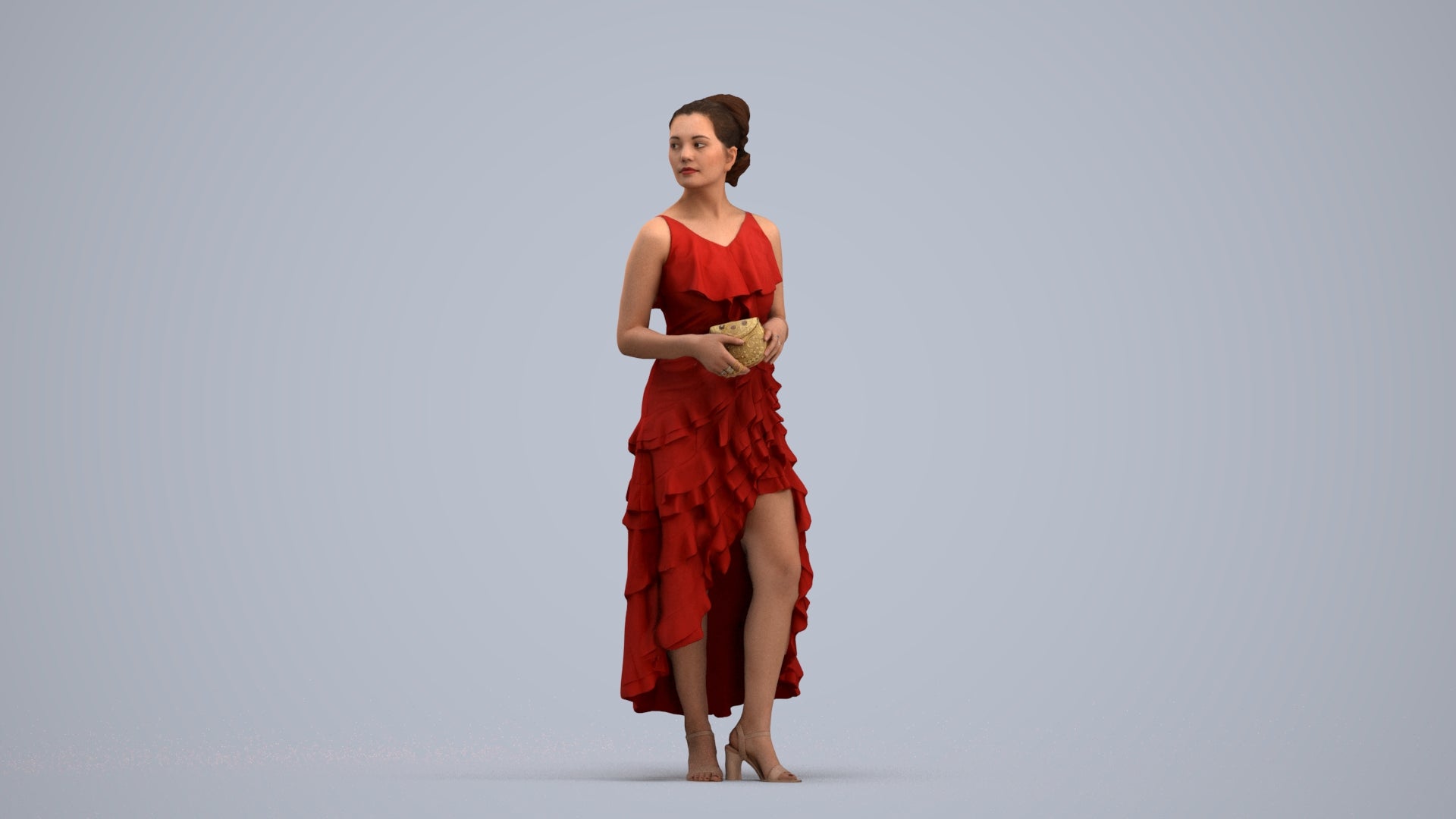 scanned 3D woman formal formalaffairs, photogrammetry people for Enscape and V-Ray, standing pose render