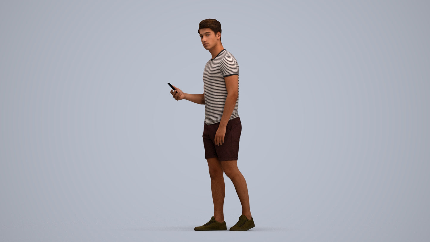 realistic 3D human man casual standing, archviz people FBX OBJ for Blender, standing pose render