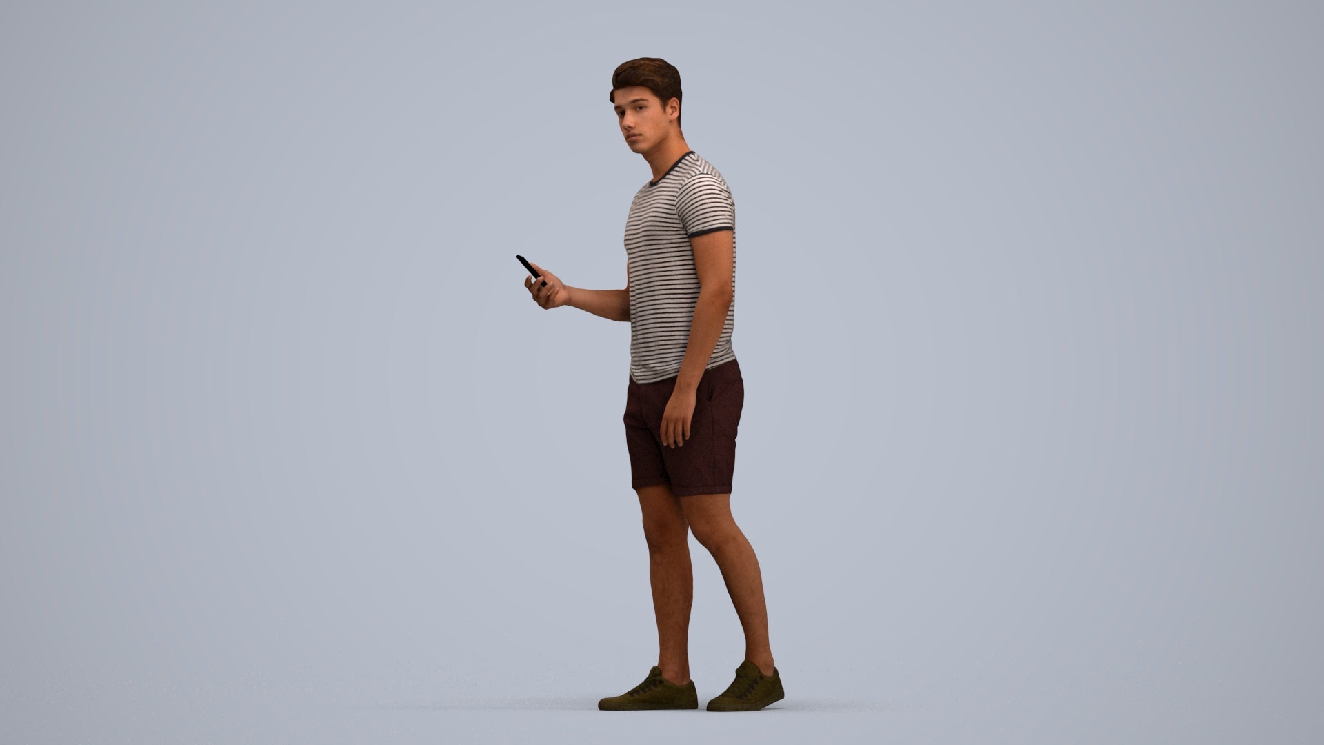 realistic 3D human man casual standing, archviz people FBX OBJ for Blender, standing pose render
